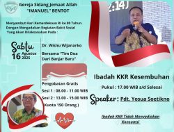 GSJA Bentot Barito Timur Bakal Gelar Pengobatan Gratis dan KKR Kesembuhan
